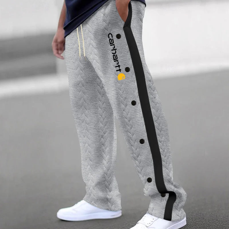 Men's Jacquard Button Casual Thickened Sweatpants
