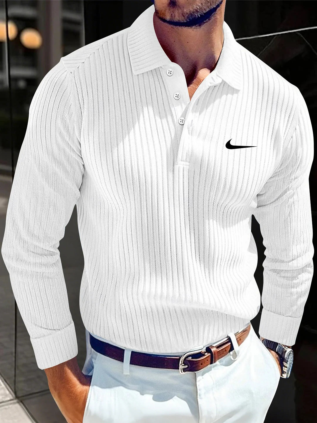 Men's Stylish Knitted Lapel Slim Polo Shirt