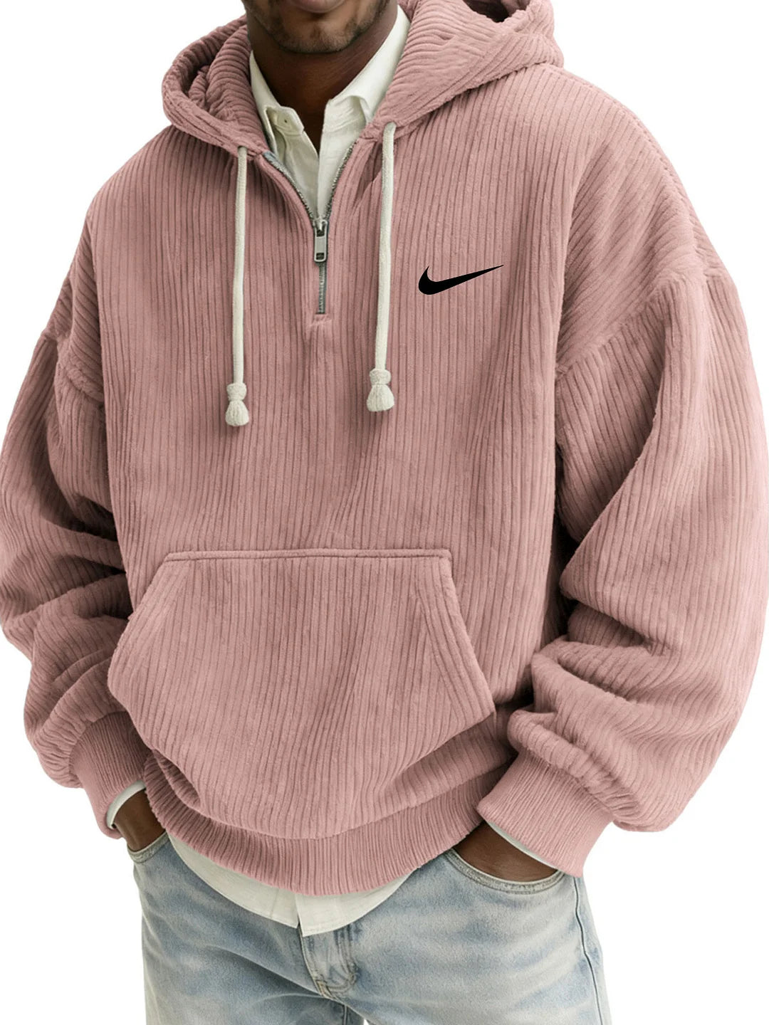 Men's Textured Relaxed-Fit Oversized Corduroy Hoodie
