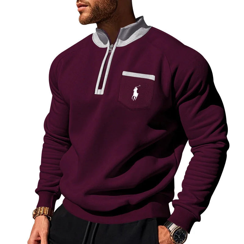 Men's Fleece Stand Collar Half-Zip Sweatshirt