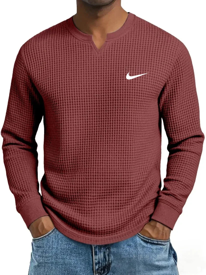 Men's Casual All-Match Waffle Long Sleeve Sweatshirt