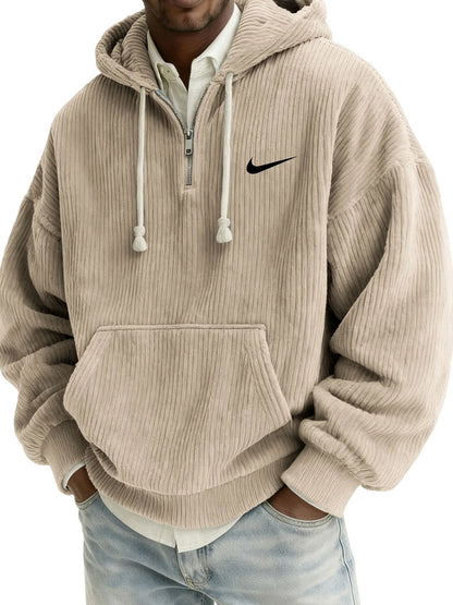 Men's Textured Relaxed-Fit Oversized Corduroy Hoodie