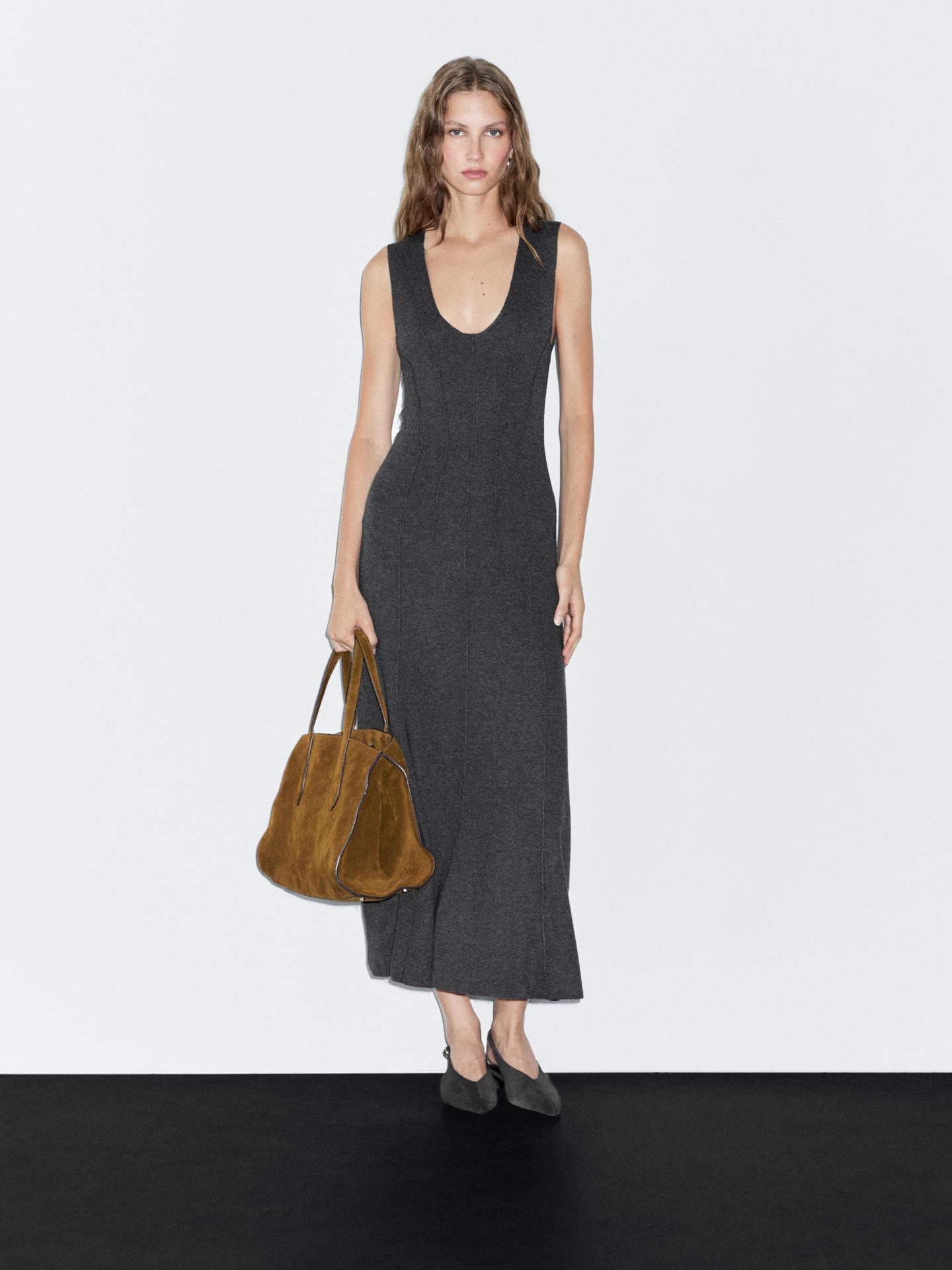 Long A-line knit dress