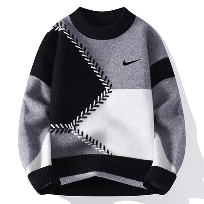 Men's Casual Jacquard Knitted Sweater
