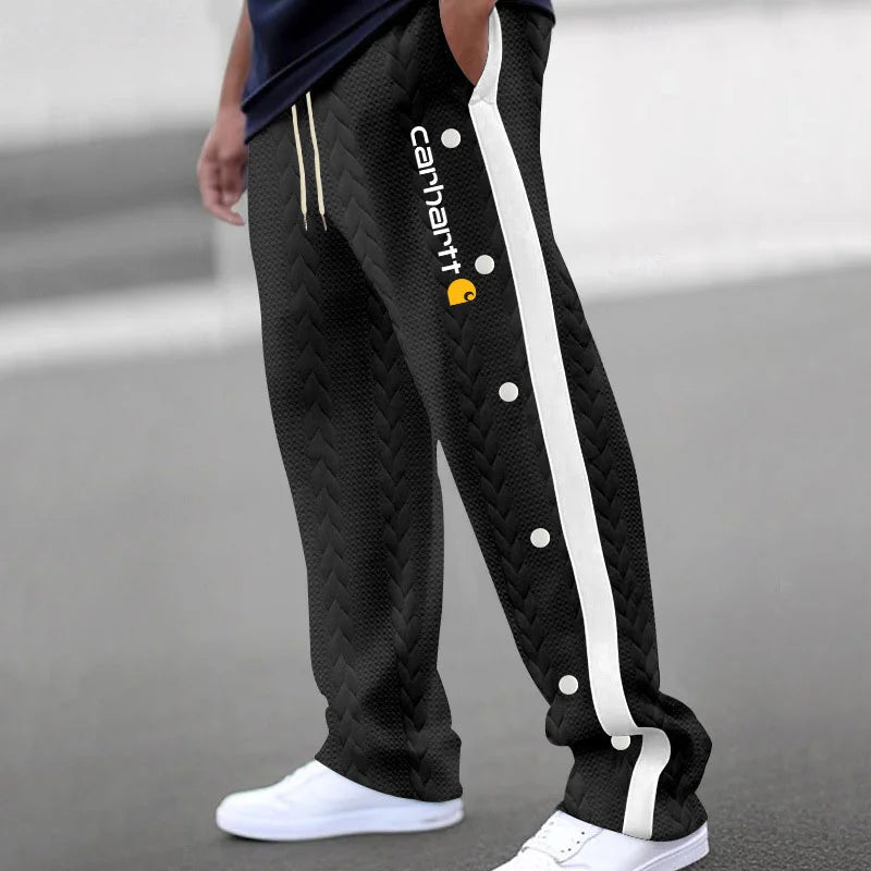 Men's Jacquard Button Casual Thickened Sweatpants