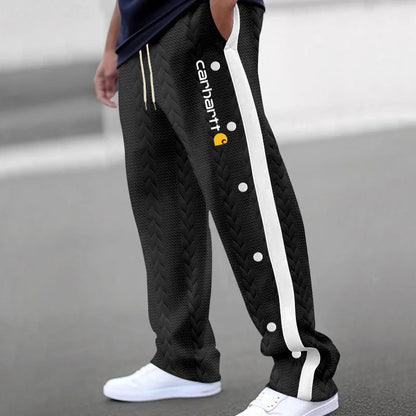 Men's Jacquard Button Casual Thickened Sweatpants