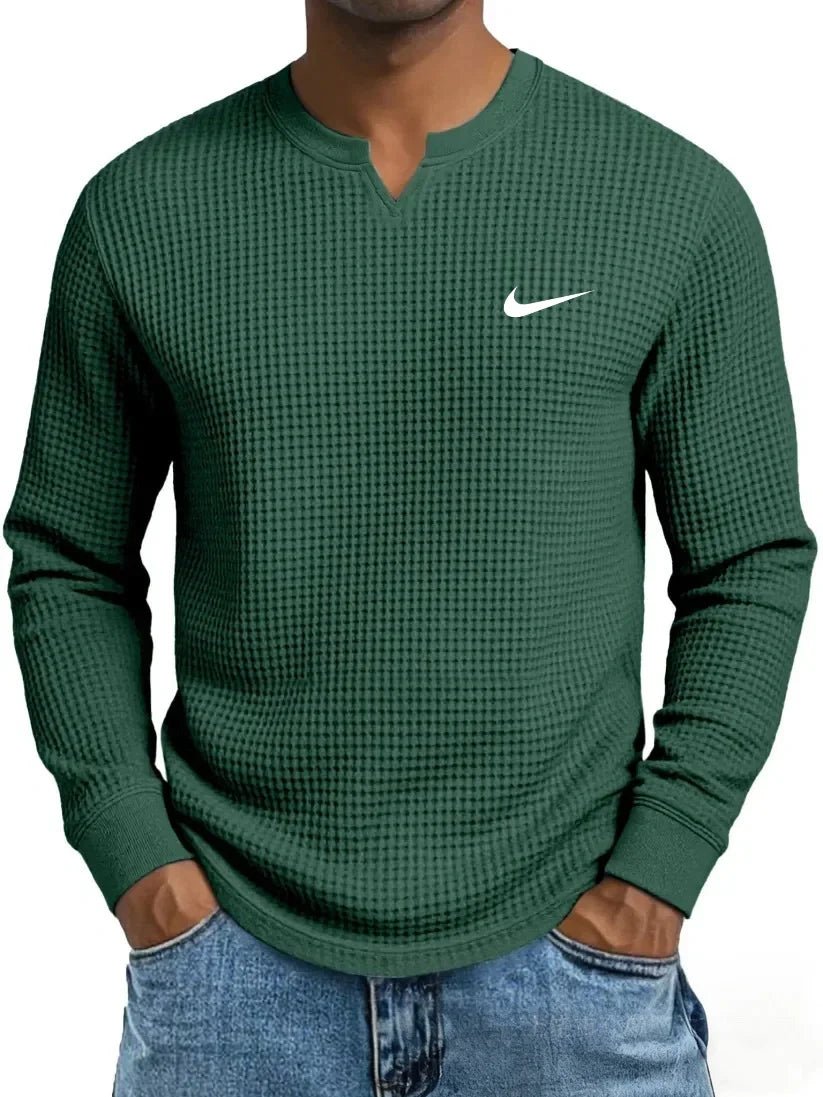 Men's Casual All-Match Waffle Long Sleeve Sweatshirt