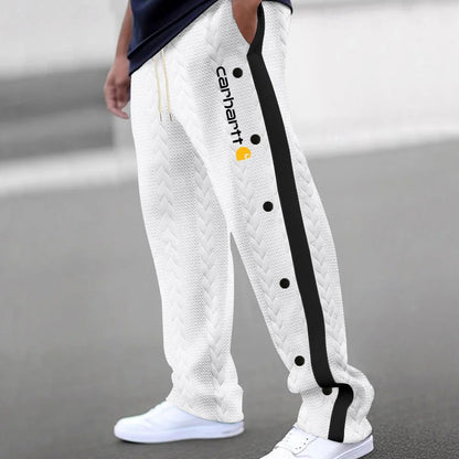 Men's Jacquard Button Casual Thickened Sweatpants