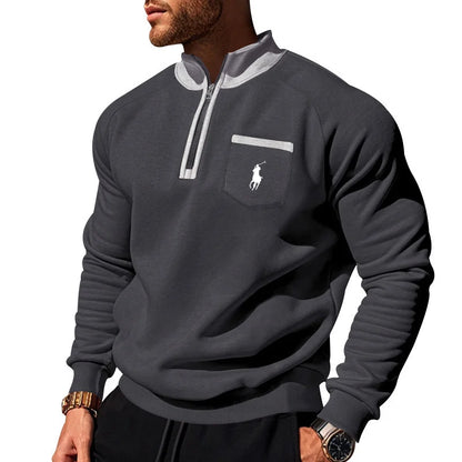 Men's Fleece Stand Collar Half-Zip Sweatshirt