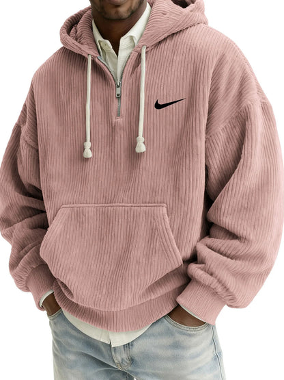 Men's Textured Relaxed-Fit Oversized Corduroy Hoodie