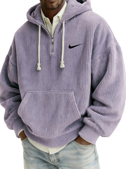 Men's Textured Relaxed-Fit Oversized Corduroy Hoodie