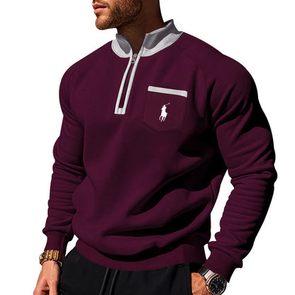 Men's Fleece Stand Collar Half-Zip Sweatshirt