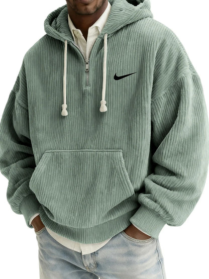 Men's Textured Relaxed-Fit Oversized Corduroy Hoodie