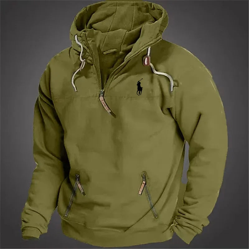 Men's Hooded Lace-up Zip Sweatshirt