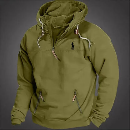 Men's Hooded Lace-up Zip Sweatshirt