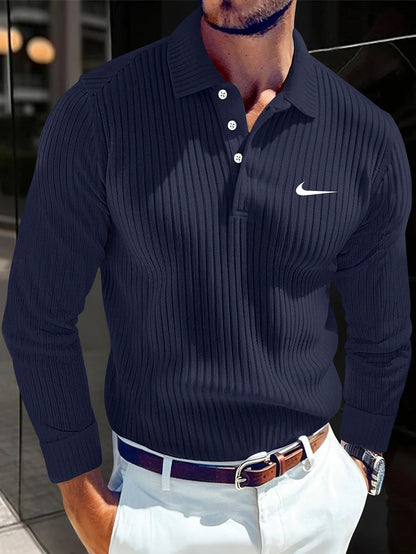 Men's Stylish Knitted Lapel Slim Polo Shirt