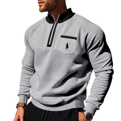 Men's Fleece Stand Collar Half-Zip Sweatshirt
