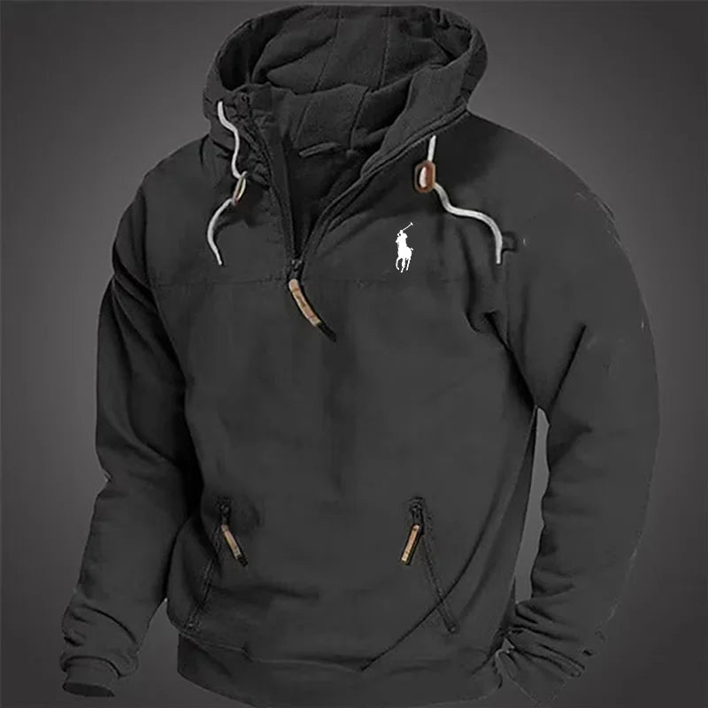 Men's Hooded Lace-up Zip Sweatshirt