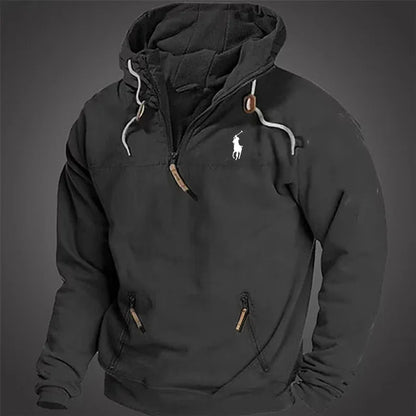 Men's Hooded Lace-up Zip Sweatshirt