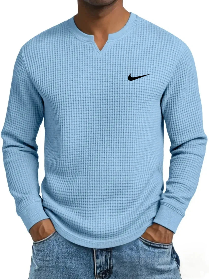 Men's Casual All-Match Waffle Long Sleeve Sweatshirt