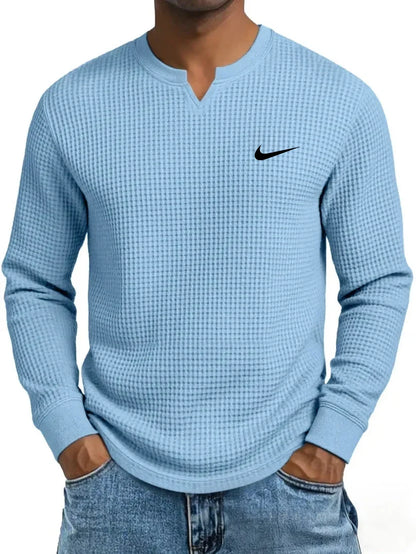 Men's Casual All-Match Waffle Long Sleeve Sweatshirt