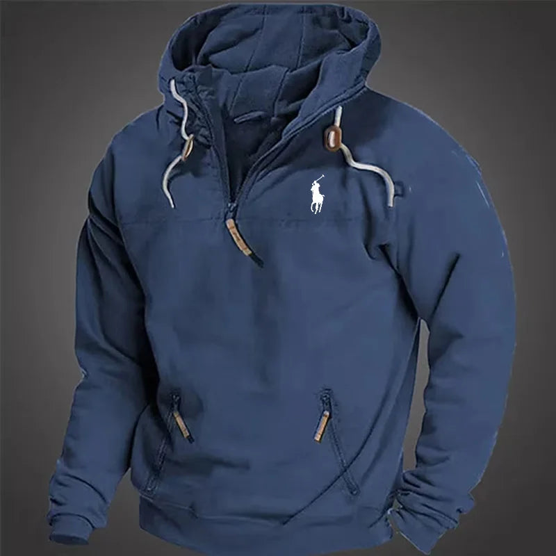 Men's Hooded Lace-up Zip Sweatshirt