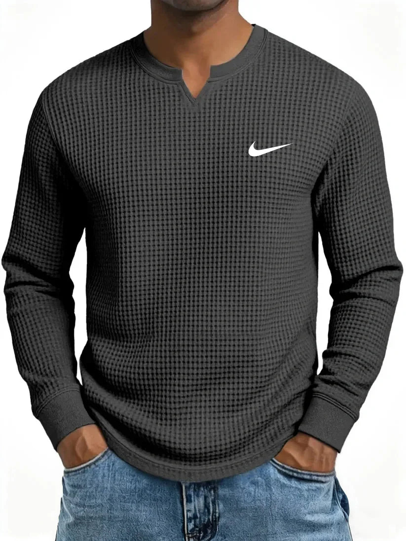 Men's Casual All-Match Waffle Long Sleeve Sweatshirt