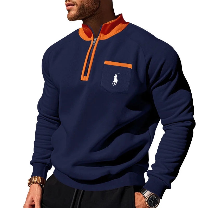 Men's Fleece Stand Collar Half-Zip Sweatshirt
