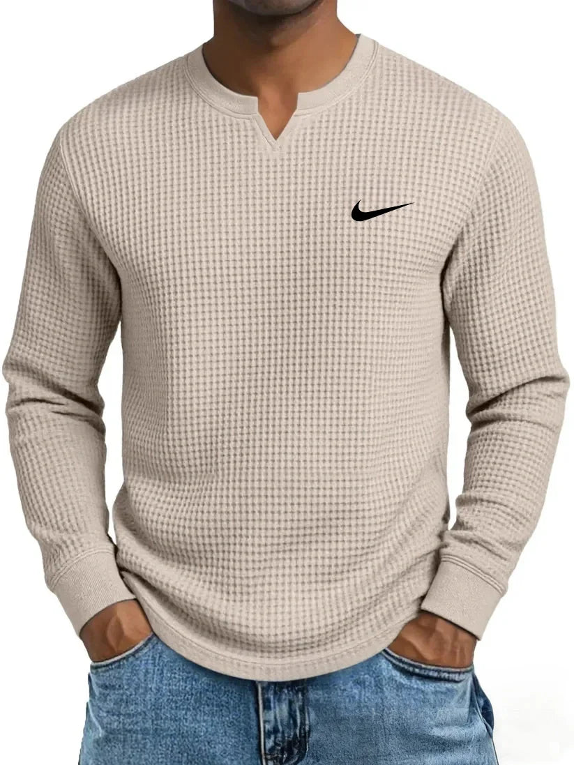 Men's Casual All-Match Waffle Long Sleeve Sweatshirt