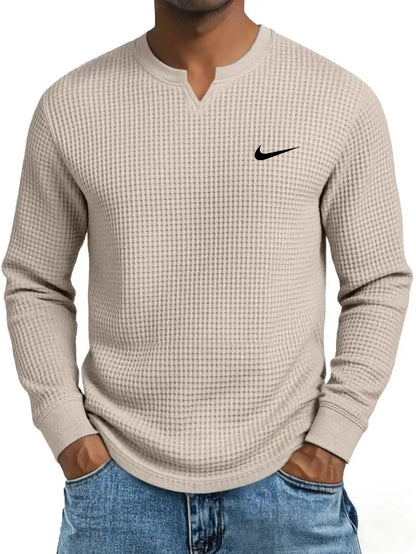 Men's Casual All-Match Waffle Long Sleeve Sweatshirt