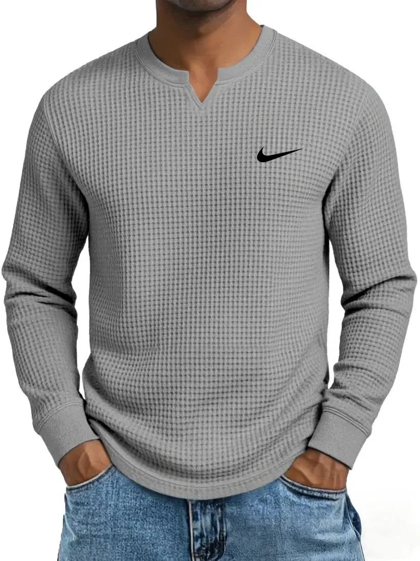 Men's Casual All-Match Waffle Long Sleeve Sweatshirt