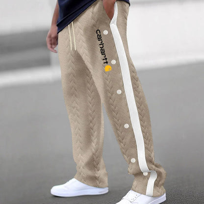 Men's Jacquard Button Casual Thickened Sweatpants