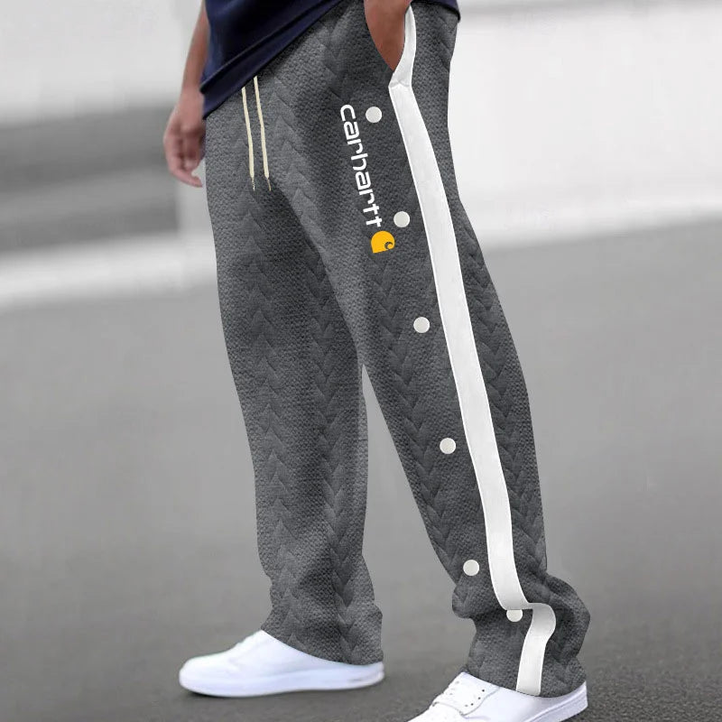 Men's Jacquard Button Casual Thickened Sweatpants