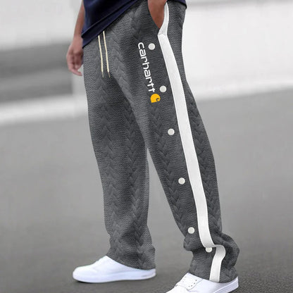 Men's Jacquard Button Casual Thickened Sweatpants