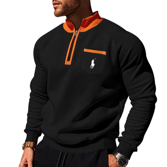 Men's Fleece Stand Collar Half-Zip Sweatshirt