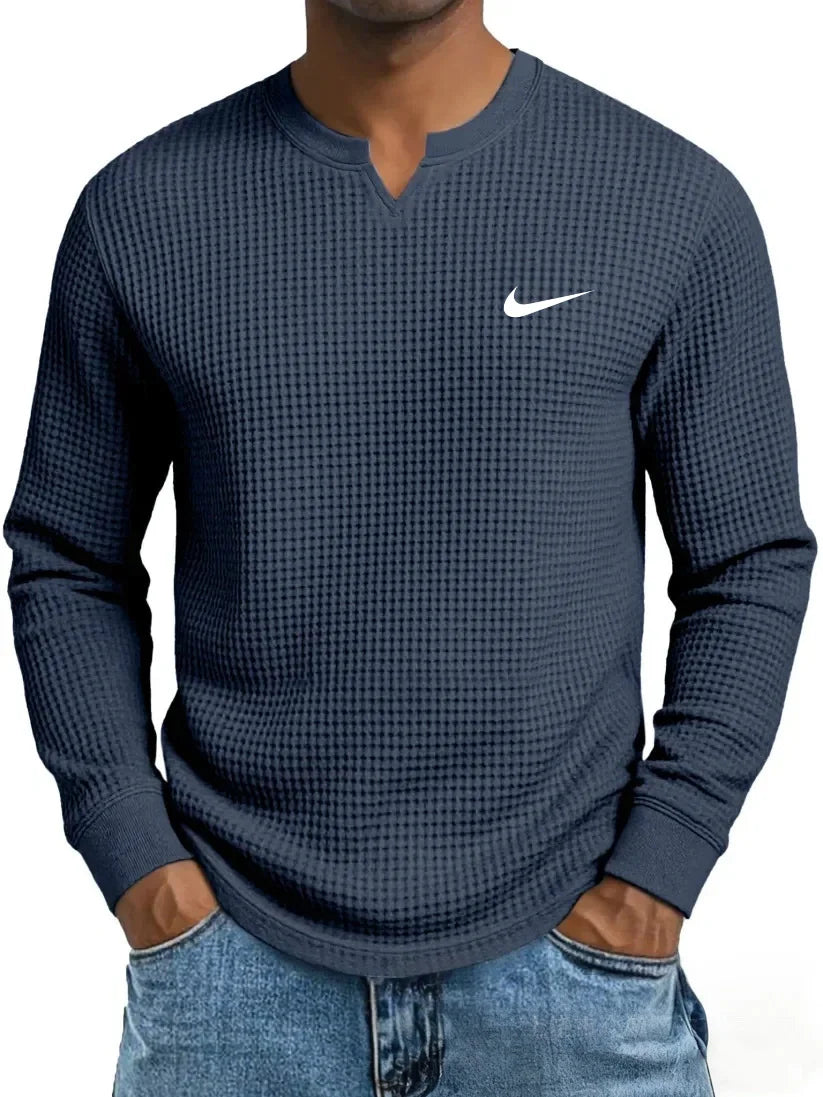 Men's Casual All-Match Waffle Long Sleeve Sweatshirt
