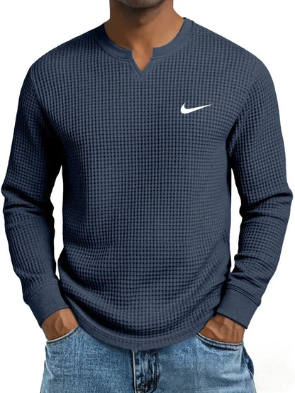 Men's Casual All-Match Waffle Long Sleeve Sweatshirt