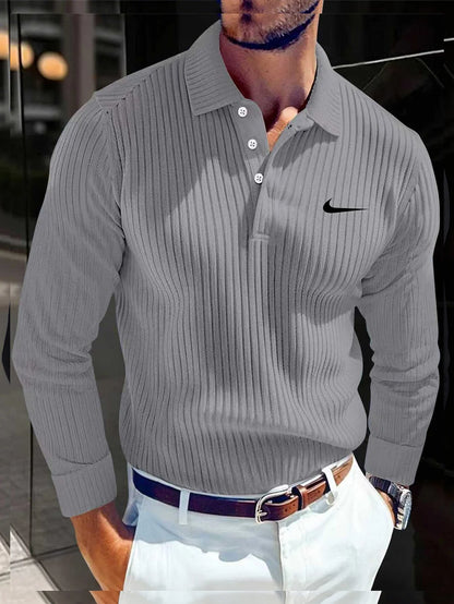 Men's Stylish Knitted Lapel Slim Polo Shirt