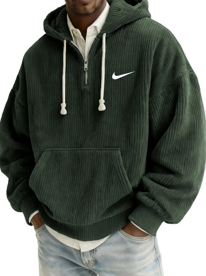 Men's Textured Relaxed-Fit Oversized Corduroy Hoodie