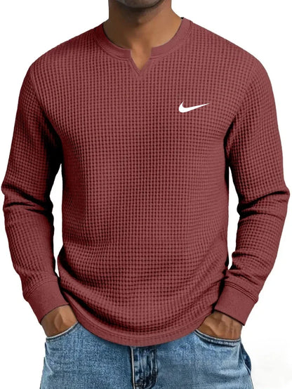 Men's Casual All-Match Waffle Long Sleeve Sweatshirt