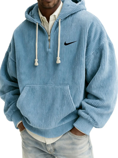 Men's Textured Relaxed-Fit Oversized Corduroy Hoodie